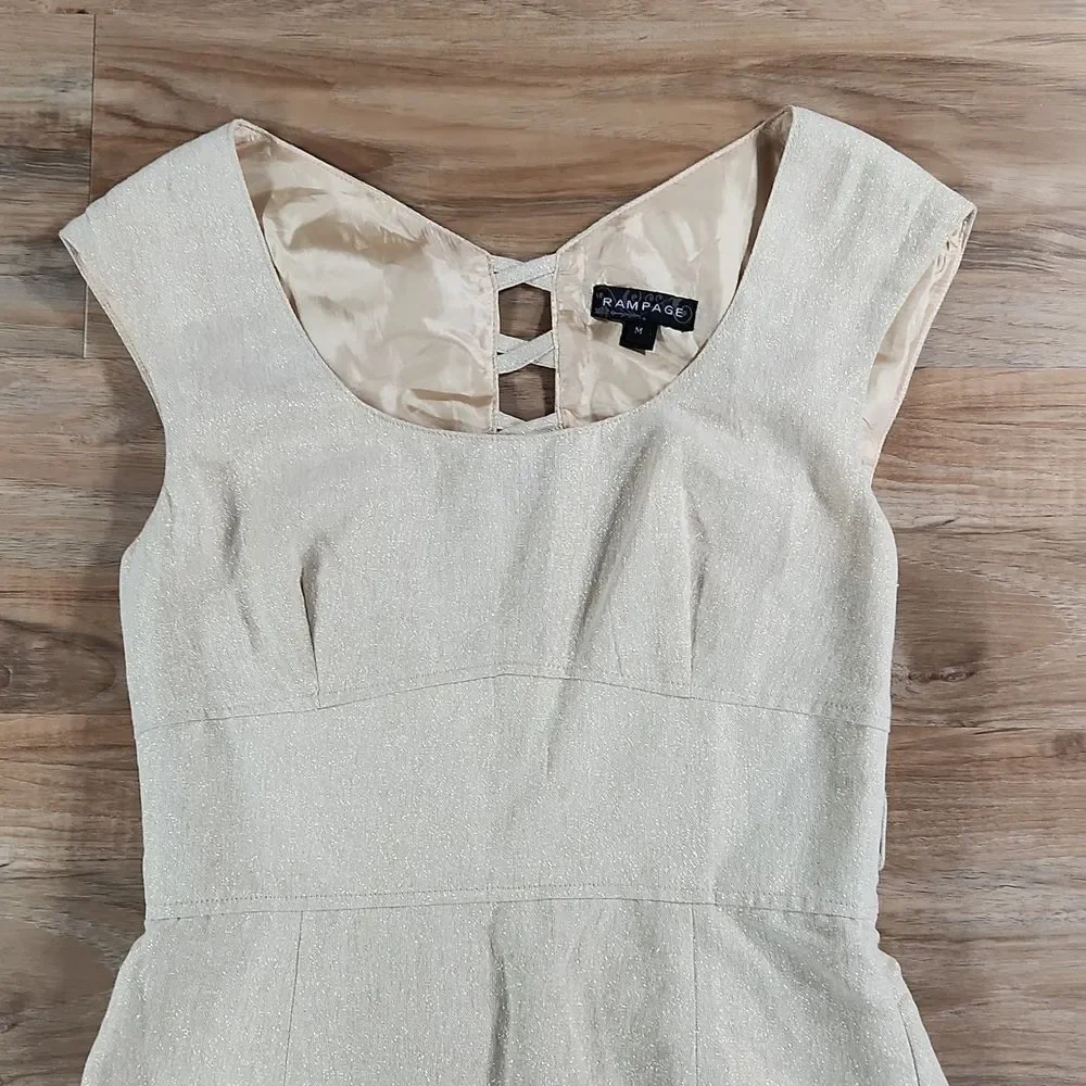 🔹️NWT Rampage Gold Shimmery Sleeveless Linen Blend Dress Medium